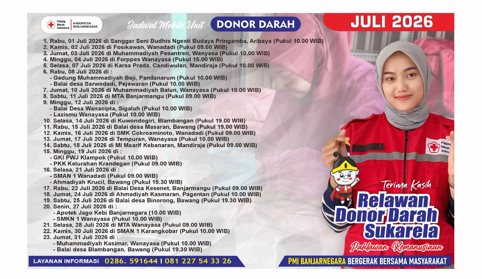 Jadwal Mobile Unit Donor Darah Bulan Juli